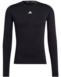 adidas - Solid Color Logo Slim Fit Sports Training Long Sleeves T-Shirt - Lyst