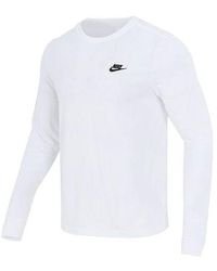 Nike - Embroidered Logo Loose Sports Running Long Sleeves White T-shirt - Lyst