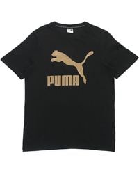 PUMA - Athleisure Casual Sports Bronzing Logo Printing Short Sleeve - Lyst