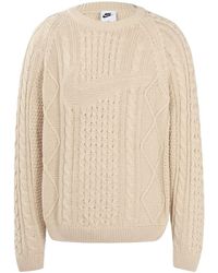 Nike - Solid Color Round Neck Knit Long Sleeves Wool Sweater Yellow - Lyst