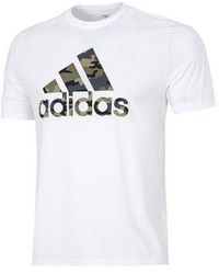adidas - Camo Bos G T Camouflage Logo Printing Sports Round Neck Short Sleeve White - Lyst