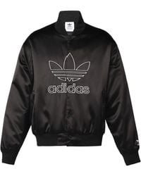 adidas - Originals Large Logo Embroidered Satin Sports Jacket Autumn - Lyst