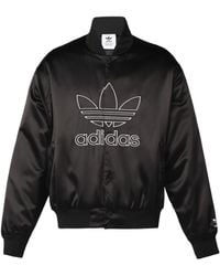 adidas - Originals Large Logo Embroidered Satin Sports Jacket Autumn - Lyst