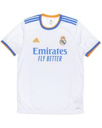 adidas - Real Madrid 21-22 Season Sw Fan Edition Home Alphabet Logo Stripe Sports Short Sleeve Soccer/Football Jersey - Lyst