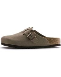Birkenstock - Boston Soft Footbed Suede Narrow 'Taupe' - Lyst