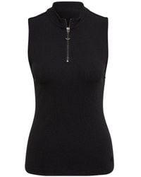 adidas - Solid Color Cardigan Stand Collar Slim Fit Sports Black Vest - Lyst