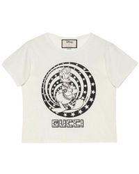 Gucci - X Disney Donald Duck Printed Short-sleeved For Beige - Lyst