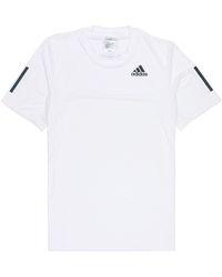 adidas - Solid Color Stripe Sports Breathable Round Neck Short Sleeve White T-shirt - Lyst