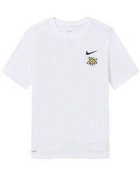 Nike - Cartoon Sun Hand Printing Pattern Alphabet Round Neck Short Sleeve White T-shirt - Lyst