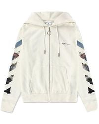 Off-White c/o Virgil Abloh - Off- Zipped Up Printed Hooded Sweater - Lyst