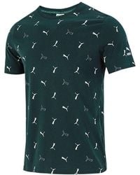 PUMA - Full Print Logo Sports Round Neck Short Sleeve - Lyst