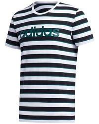 adidas - Neo M Esntl Lg S T3 Logo Printing Stripe Sports Short Sleeve - Lyst