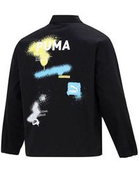 PUMA - Logo Printing Loose Woven Lapel Jacket - Lyst