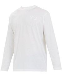adidas - Y-3 Round Neck Pullover Logo Long Sleeves T-Shirt - Lyst