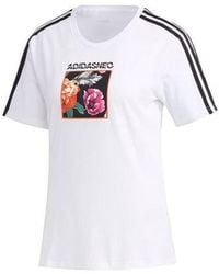 adidas - (Wmns) Neo Favorites Casual Sports Stripe Printing Short Sleeve - Lyst