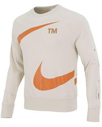 Nike - Swoosh Ft Crew Large Logo Printing Knit Round Neck Pullover Khaki - Lyst