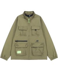 New Balance - Casual Sports Stand Collar Woven Military Green Jacket - Lyst