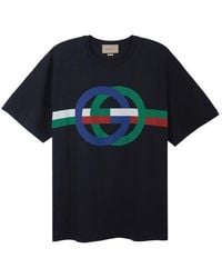 Gucci - Round Gg Print Cotton T-Shirt - Lyst