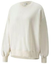 PUMA - (Wmns) Logo Embroidery Round-Neck Sweatshirtbeige - Lyst