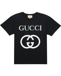 Gucci - Oversize T-shirt With Interlocking G Black - Lyst