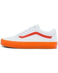 Vans - Old Skool Casual Low Top Skate Shoes Small Orange Side Stripe - Lyst