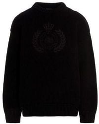 Balenciaga - Bb Laurel Crown Logo Crewneck Knitted Sweater - Lyst