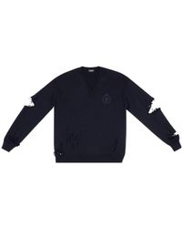 Balenciaga - Destroyed V-Neck Knit Sweater - Lyst