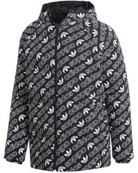 adidas - Originals Monogram Jkt Full Print Logo Reversible Stay Warm Hooded Down Jacket - Lyst
