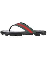 Gucci - Leather Web Thong Sandal - Lyst