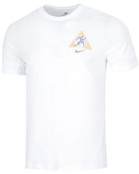 Nike - Logo Pattern Printing Casual Short Sleeve White T-shirt - Lyst