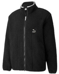 PUMA - Retro Logo Casual Lamb's Wool Stand Collar Jacket - Lyst