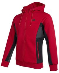 adidas - St Kn Spcr Jkt Contrasting Colors Pocket Knit Sports Hooded Logo Jacket - Lyst
