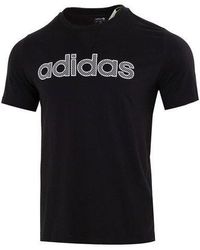 adidas - Neo Athleisure Casual Sports Breathable Alphabet Logo Solid Color Round Neck Short Sleeve Black - Lyst