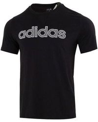 adidas - Neo Athleisure Casual Sports Breathable Alphabet Logo Solid Color Round Neck Short Sleeve - Lyst