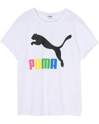 PUMA - (Wmns) Classics Logo Tee Large Logo Round Neck - Lyst