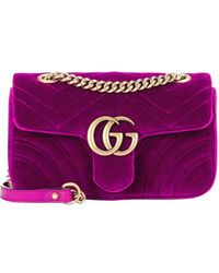 Gucci - (Wmns) Gg Marmont Logo Velvet Chain Shoulder Messenger Bag Small Classic - Lyst