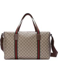 Gucci - Medium Duffle Bag With Web, Gg Canvas - Lyst