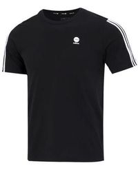 adidas - Neo Solid Color Stripe Logo Athleisure Casual Sports Round Neck Short Sleeve Black T-shirt - Lyst