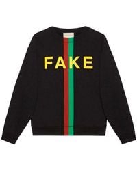 Gucci - 'fake/not' Print Cotton Jersey Sweatshirt '' - Lyst