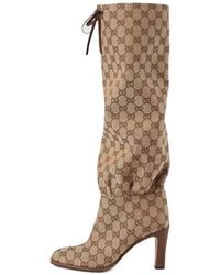 Gucci - (Wmns) Lisa Gg Canvas Mid-Heel Boots Ebony' - Lyst