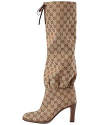 Gucci - Lisa gg Canvas Mid-heel Boots - Lyst