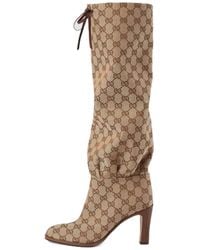 Gucci - (Wmns) Lisa Gg Canvas Mid-Heel Boots Ebony' - Lyst