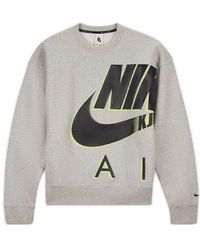 Nike - Air X Kim Jones Logo Print Velvet Crew Neck Sweater Gray - Lyst