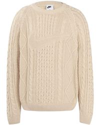 Nike - Solid Color Round Neck Knit Long Sleeves Wool Sweater Yellow - Lyst