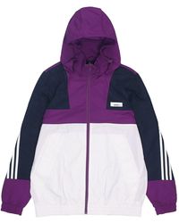 adidas - Neo M Ss Wrmln Wb Colorblock Sports Windbreaker Jacket White Purple - Lyst