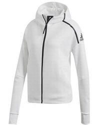 adidas - Alphabet Logo Printing Sports Windproof Hooded Jacket - Lyst