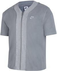 Nike - French Terry Loose Logo Splicing Sports Cardigan Short Sleeve T-Shirt - Lyst