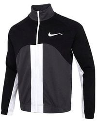 Nike - Sportswear Swoosh Contrast Color Stitching Knit Stand Collar Logo Jacket - Lyst