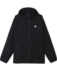 adidas - Sports Long Sleeves Woven Windproof Hooded Logo Jacket - Lyst