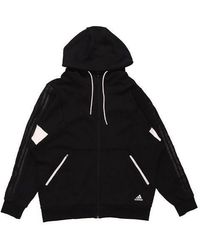 adidas - St Kn Block Jkt Sports Training Knit Hooded Logo Jacket Black - Lyst